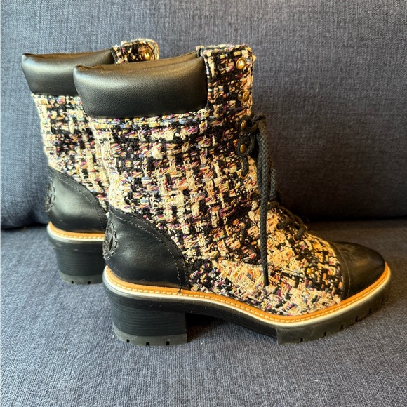 Women's Tweed Ankle Boots - Black and Multicolor - Picture 2 of 5